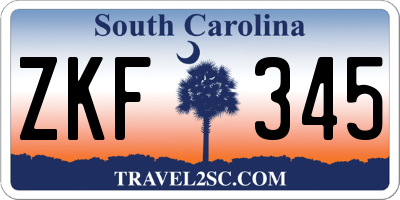 SC license plate ZKF345