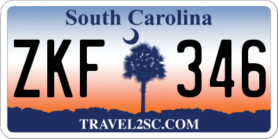 SC license plate ZKF346
