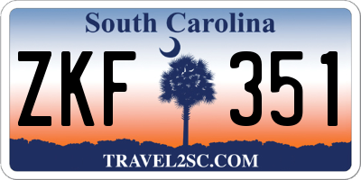 SC license plate ZKF351