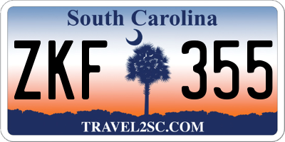 SC license plate ZKF355