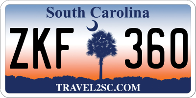 SC license plate ZKF360