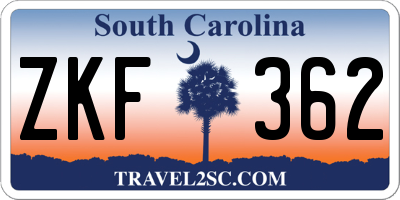 SC license plate ZKF362
