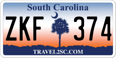 SC license plate ZKF374