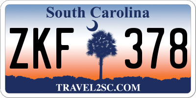 SC license plate ZKF378