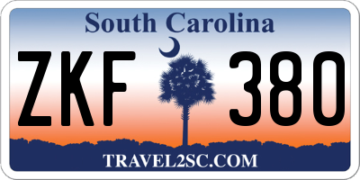 SC license plate ZKF380