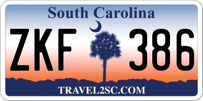 SC license plate ZKF386