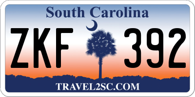 SC license plate ZKF392