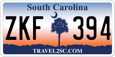 SC license plate ZKF394