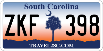 SC license plate ZKF398