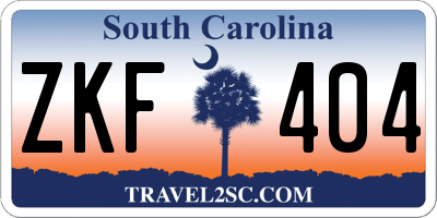 SC license plate ZKF404