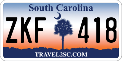 SC license plate ZKF418