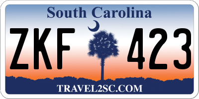 SC license plate ZKF423