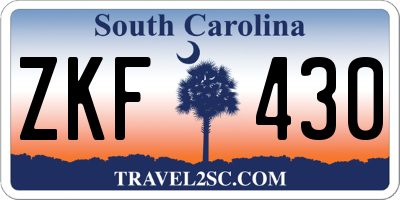 SC license plate ZKF430