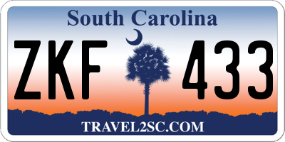 SC license plate ZKF433