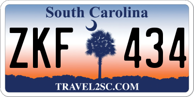 SC license plate ZKF434