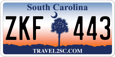 SC license plate ZKF443