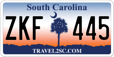 SC license plate ZKF445
