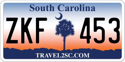 SC license plate ZKF453