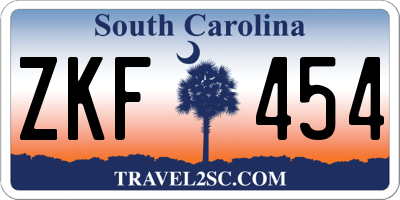 SC license plate ZKF454