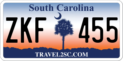 SC license plate ZKF455