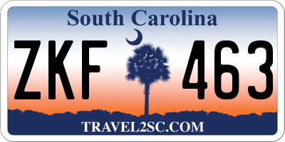 SC license plate ZKF463