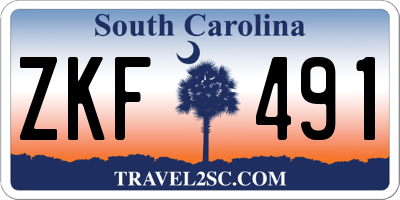 SC license plate ZKF491