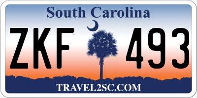 SC license plate ZKF493