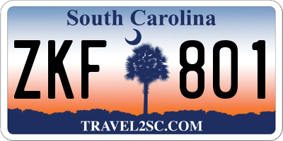 SC license plate ZKF801