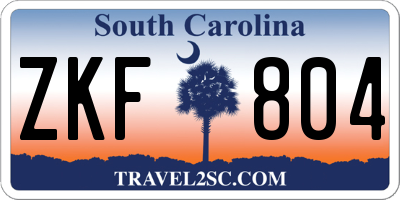 SC license plate ZKF804