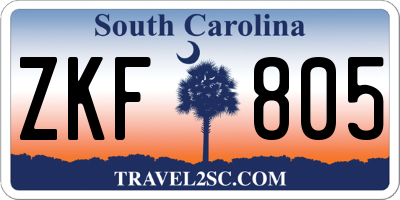 SC license plate ZKF805