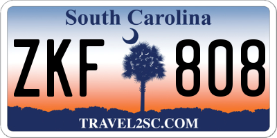 SC license plate ZKF808