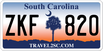 SC license plate ZKF820