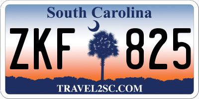 SC license plate ZKF825