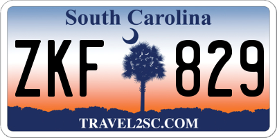 SC license plate ZKF829