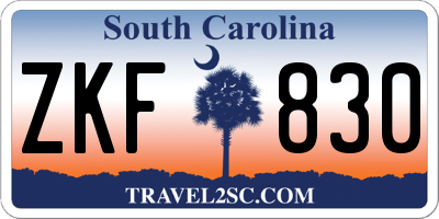 SC license plate ZKF830