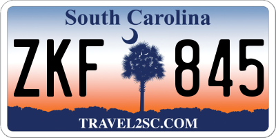 SC license plate ZKF845