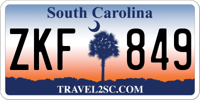 SC license plate ZKF849