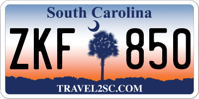 SC license plate ZKF850