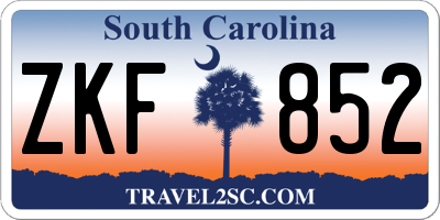 SC license plate ZKF852