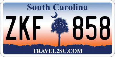 SC license plate ZKF858