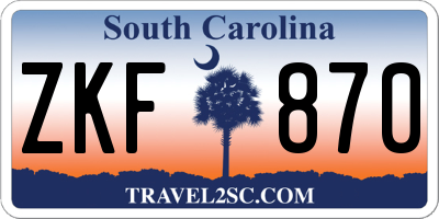 SC license plate ZKF870