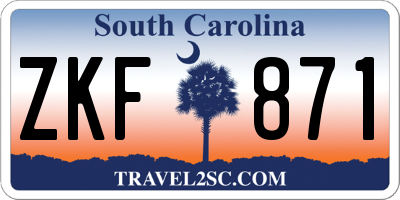 SC license plate ZKF871