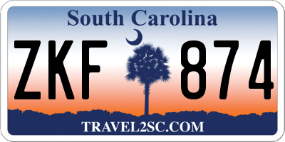 SC license plate ZKF874