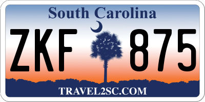SC license plate ZKF875