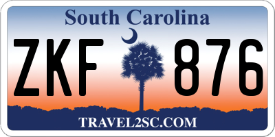 SC license plate ZKF876