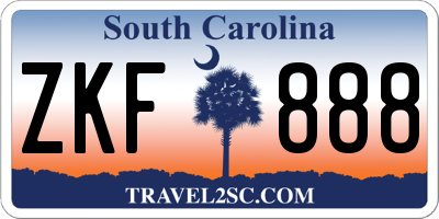 SC license plate ZKF888