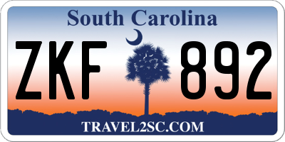 SC license plate ZKF892