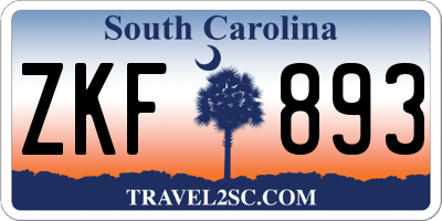 SC license plate ZKF893