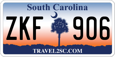 SC license plate ZKF906