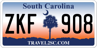 SC license plate ZKF908